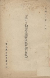 北京文物保存保管状态之调查报告 - 封面图